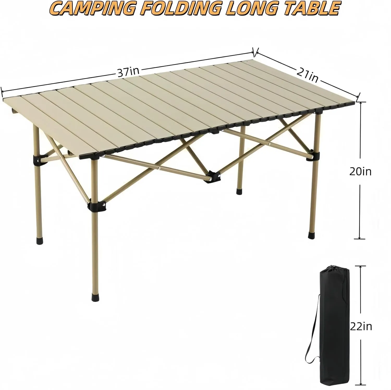 Folding Camping Table, Portable Beach Table,with Portable Bag，Suitable for Indoor, Outdoor, Camping, Backyard, Party, Patio, The Yellow Camping Table at The Beach