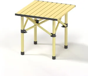 Folding Camping Table Portable Carbon Steel Frame Fold up Camping Tables Small Folding Table Portable Outdoor with Carry Bag(Yellow,53 * 52 * 50cm)