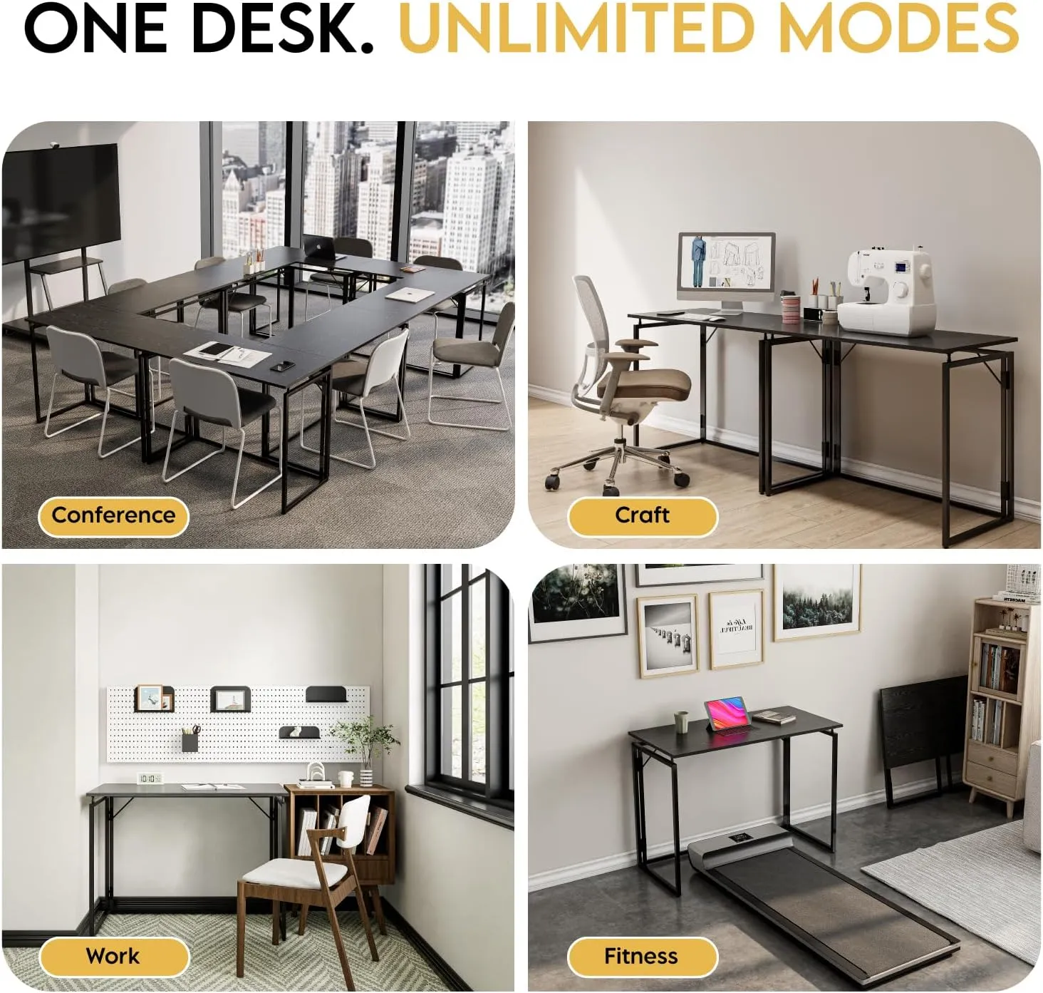 Folding Desk 40 Inch - Small Foldable Desk for Small Space Minimalist, Space Saving Collapsible Compact Desk Portable Table for Craft, Writing, Study and Work (No Assembly Required)