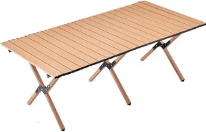 Folding Picnic Table for 4-6 Person Portable Camping Table with Aluminum Roll Up Tabletop and Carry Bag for Party,Beach,gailgating,Travel,BBQ,(47in/120cm,Loads 220 Lbs)