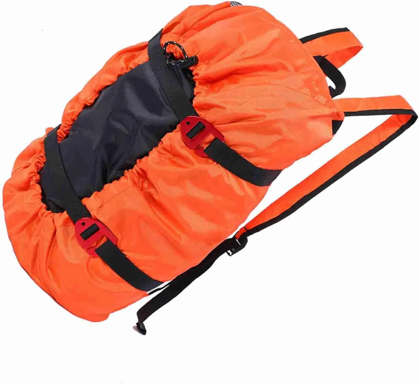 Folding Rock Climbing Rope Bag with Foldable Tarp for Outdoor Camping Hiking Strap (Orange)