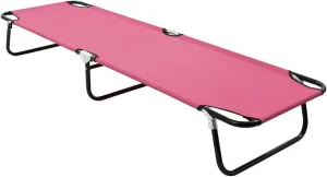 Folding Sun Lounger Steel Pink,Durable Folding Camping Cot for Adults & Kids Supports Up to 264.6 lbs for Park, Beach, Backyard, and More