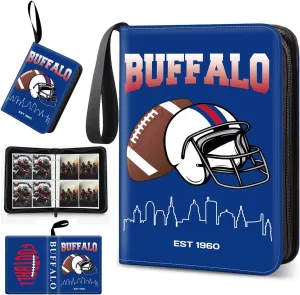 Football Card Binder, Buffalo Trading Card Holder Protectors, 4 Pocket Fits 400 Cards with 50 Removable Sleevesves Card Storage Album Folder Case Collector