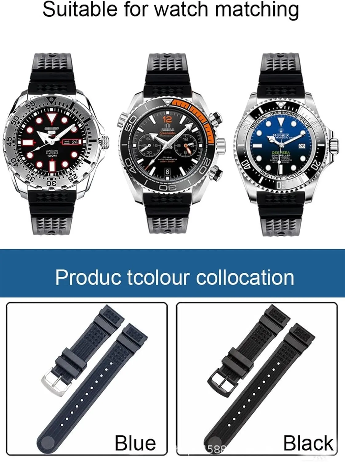 For Seiko SRP601J1 Water ghost canned Watch diving strap waterproof Bracelet men silicone black blue Sport strap 20mm 22mm