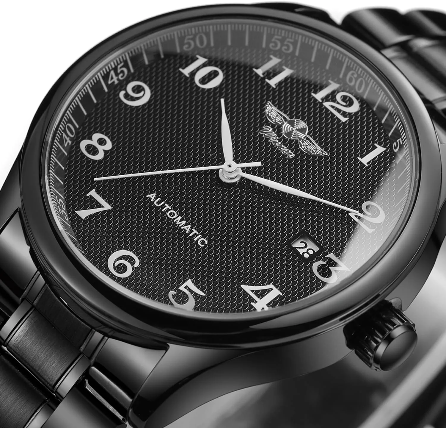 FORSINING Men's Business Mechanical Automatic Watch Calendar Waterproof Leather Stainless Steel Luminous Chronograph Watch