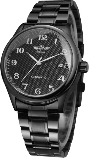 FORSINING Men's Business Mechanical Automatic Watch Calendar Waterproof Leather Stainless Steel Luminous Chronograph Watch