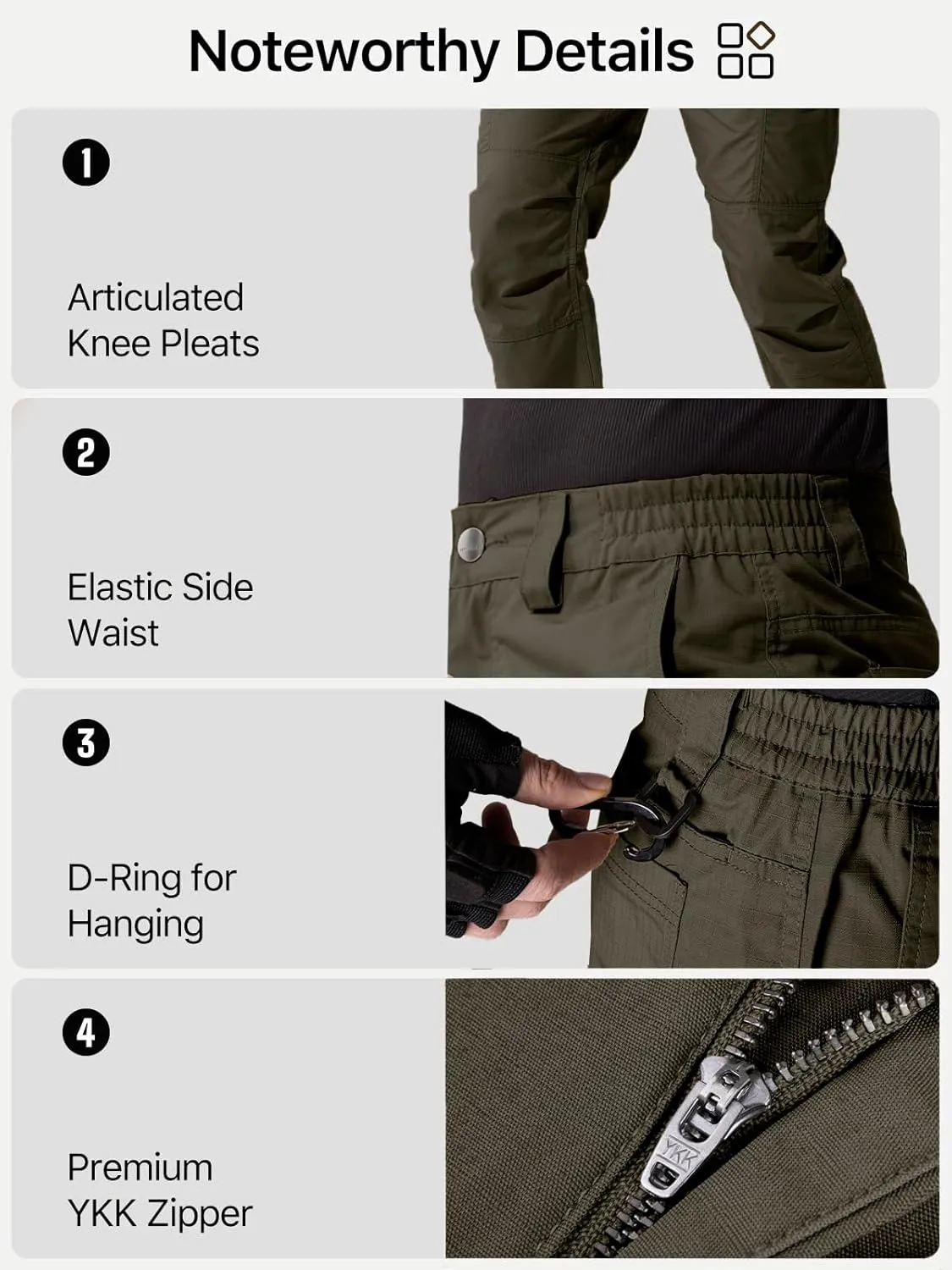 FREE SOLDIER Men's Cargo Pants Water Resistant Ripstop Tactical Pants for Men Work Pants Lightweight Outdoor Hiking Pants Men