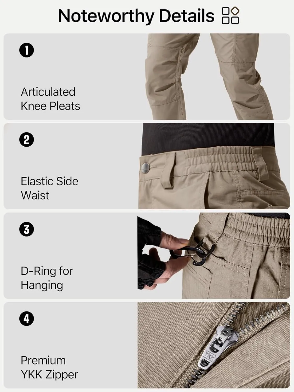 FREE SOLDIER Men's Cargo Pants Water Resistant Ripstop Tactical Pants for Men Work Pants Lightweight Outdoor Hiking Pants Men