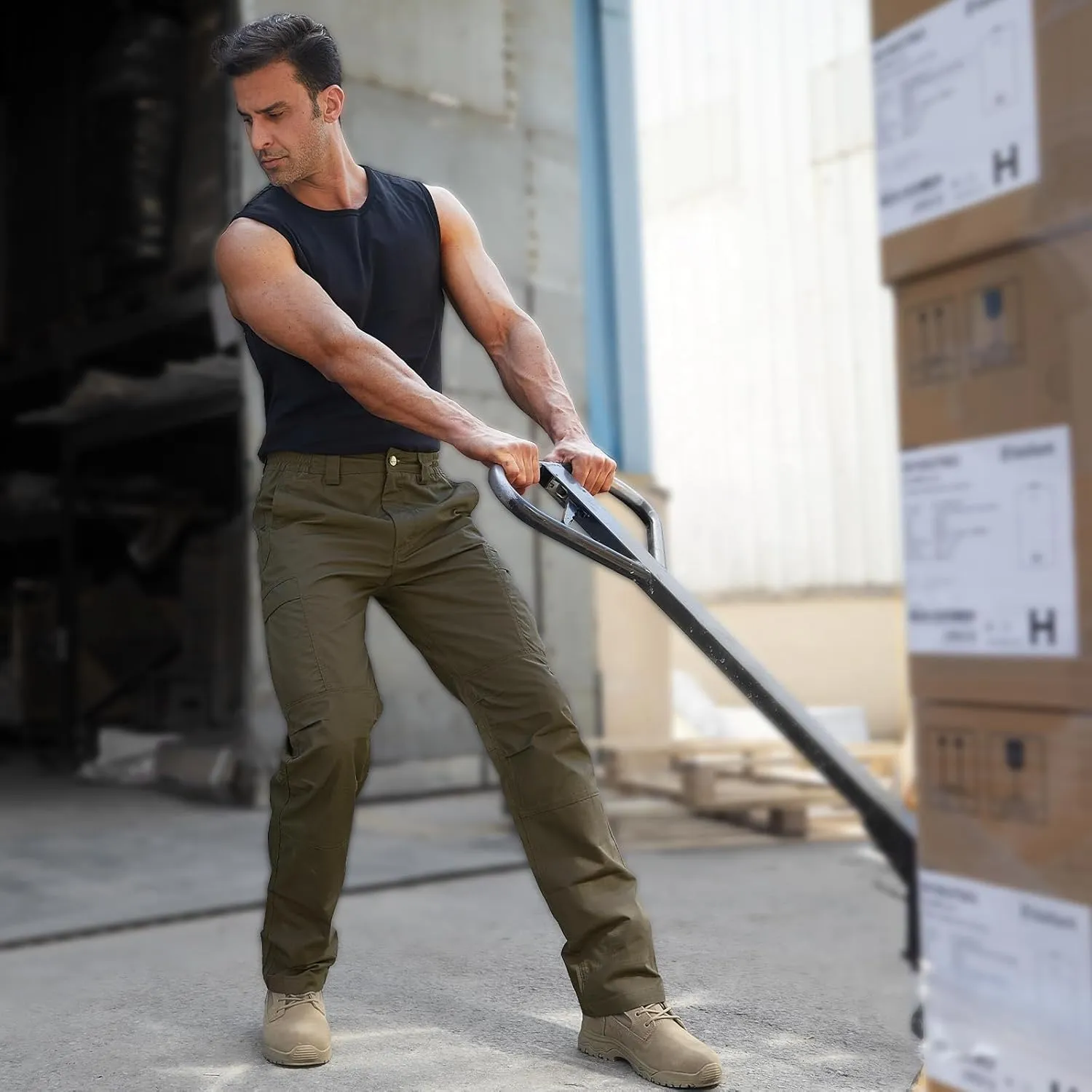 FREE SOLDIER Men's Cargo Pants Water Resistant Ripstop Tactical Pants for Men Work Pants Lightweight Outdoor Hiking Pants Men