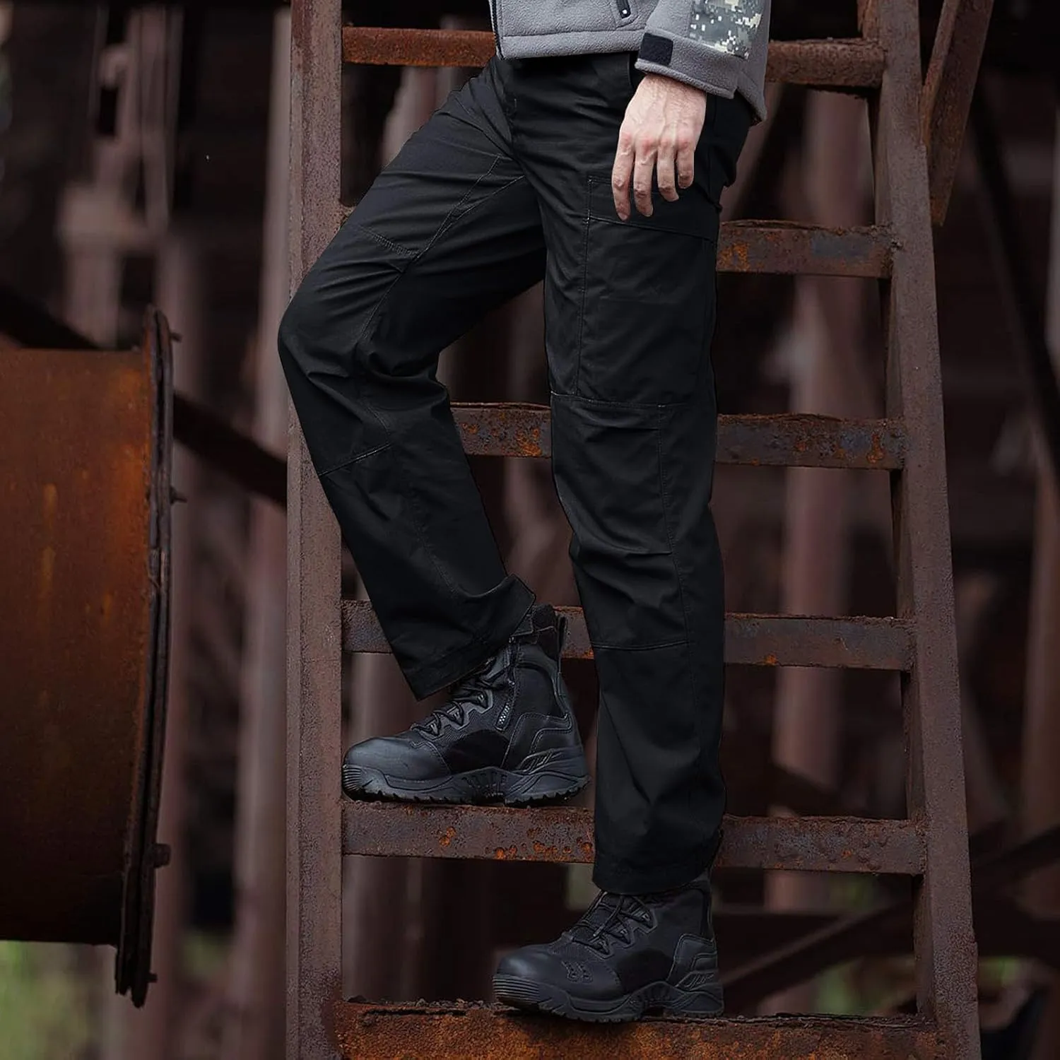FREE SOLDIER Men's Cargo Pants Water Resistant Ripstop Tactical Pants for Men Work Pants Lightweight Outdoor Hiking Pants Men