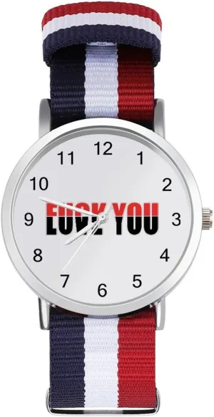 Fuck You Love You Funny Wrist Watches for Men Women Fashion Graphic Watch for Work Workout