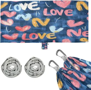 Funny Multicolor Heart Camping Hammock Single Portable Hammocks 330 lbs Capacity with 2 Tree Straps and Attached Carry Bag,Perfect for Outdoor,Indoor,Beach,Camping,Travel
