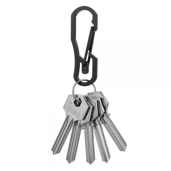 FURA Outdoor Wire-Electrode Cutting 440 Stainless Steel Carabiner Keychain with Keyring Black
