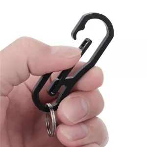 FURA Outdoor Wire-Electrode Cutting 440 Stainless Steel Carabiner Keychain with Keyring Black