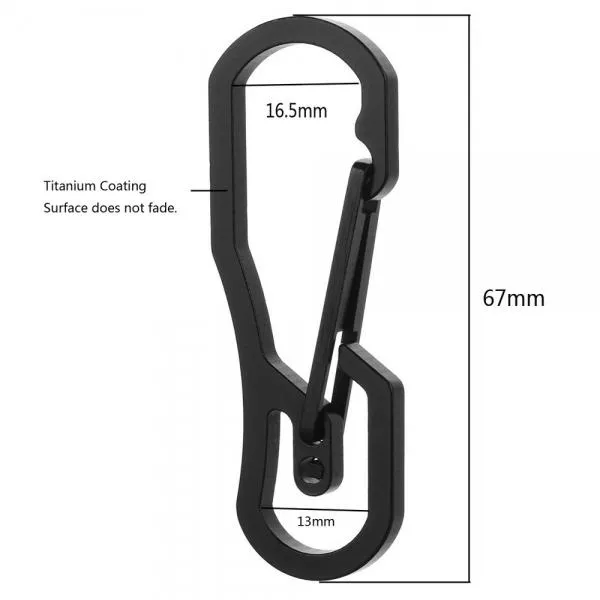 FURA Outdoor Wire-Electrode Cutting 440 Stainless Steel Carabiner Keychain with Keyring Black