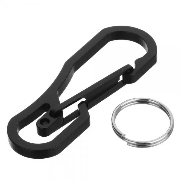 FURA Outdoor Wire-Electrode Cutting 440 Stainless Steel Carabiner Keychain with Keyring Black
