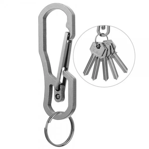 FURA Outdoor Wire-Electrode Cutting 440 Stainless Steel Carabiner Keychain with Keyring Silver