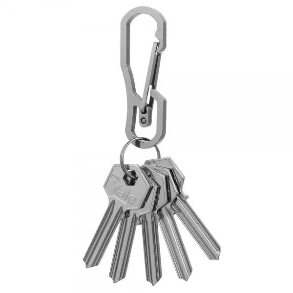 FURA Outdoor Wire-Electrode Cutting 440 Stainless Steel Carabiner Keychain with Keyring Silver