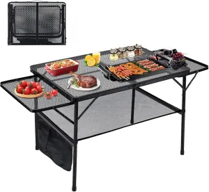 G TALECO GEAR Folding Camping Table, Portable Grill Table, Outdoor Dining Table, Metal Picnic Table for Cooking, BBQ, Beach Party