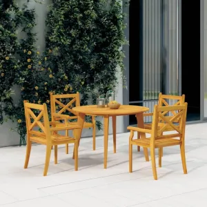 Garden Table Brown Solid Acacia Wood Outdoor Dining, Camping, Picnic Table Furniture-Medium, Durable