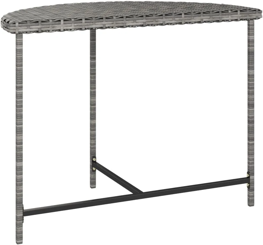 Garden Table, Tough Dining, Grey Poly Rattan Outdoor Table, Portable Side Tables for Balcony, Camping, Living - Medium Furniture