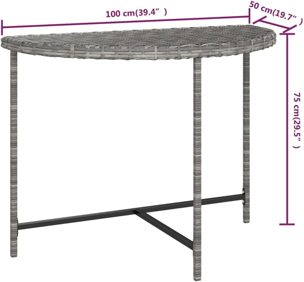 Garden Table, Tough Dining, Grey Poly Rattan Outdoor Table, Portable Side Tables for Balcony, Camping, Living - Medium Furniture