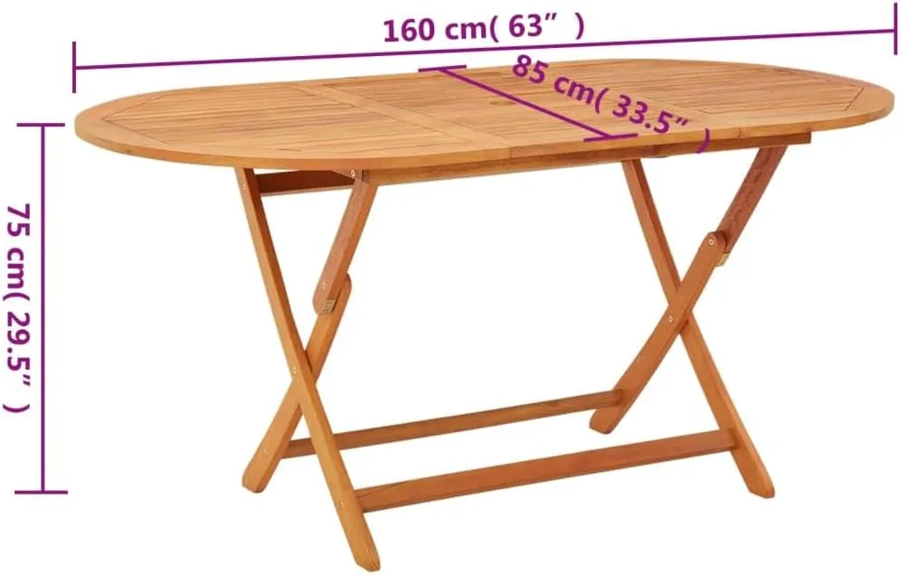 Garden Table Wood Foldable Outdoor Eucalyptus Dining Camping Picnic, Medium Brown Solid Wood for Outdoor Furniture and Kitchen Tables