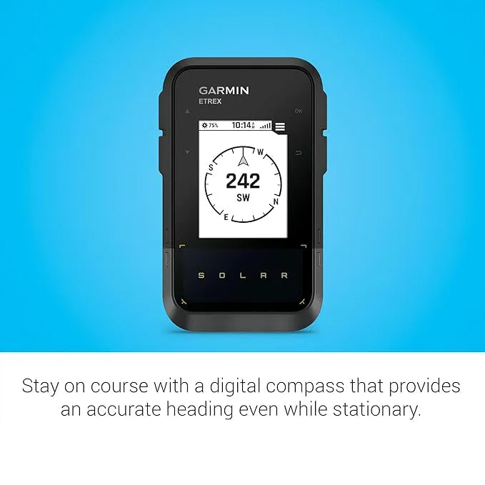 Garmin eTrex Solar Compact Water Resistant Integrated Launch Monitor Handheld Navigator GPS - 010-02782-00