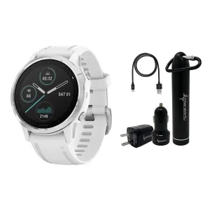 Garmin Fenix 6S Smaller-Sized Multisport GPS Watch with Wrist-Based Heart Rate Pulse Ox and Wearable4U Ultimate Power Bundle