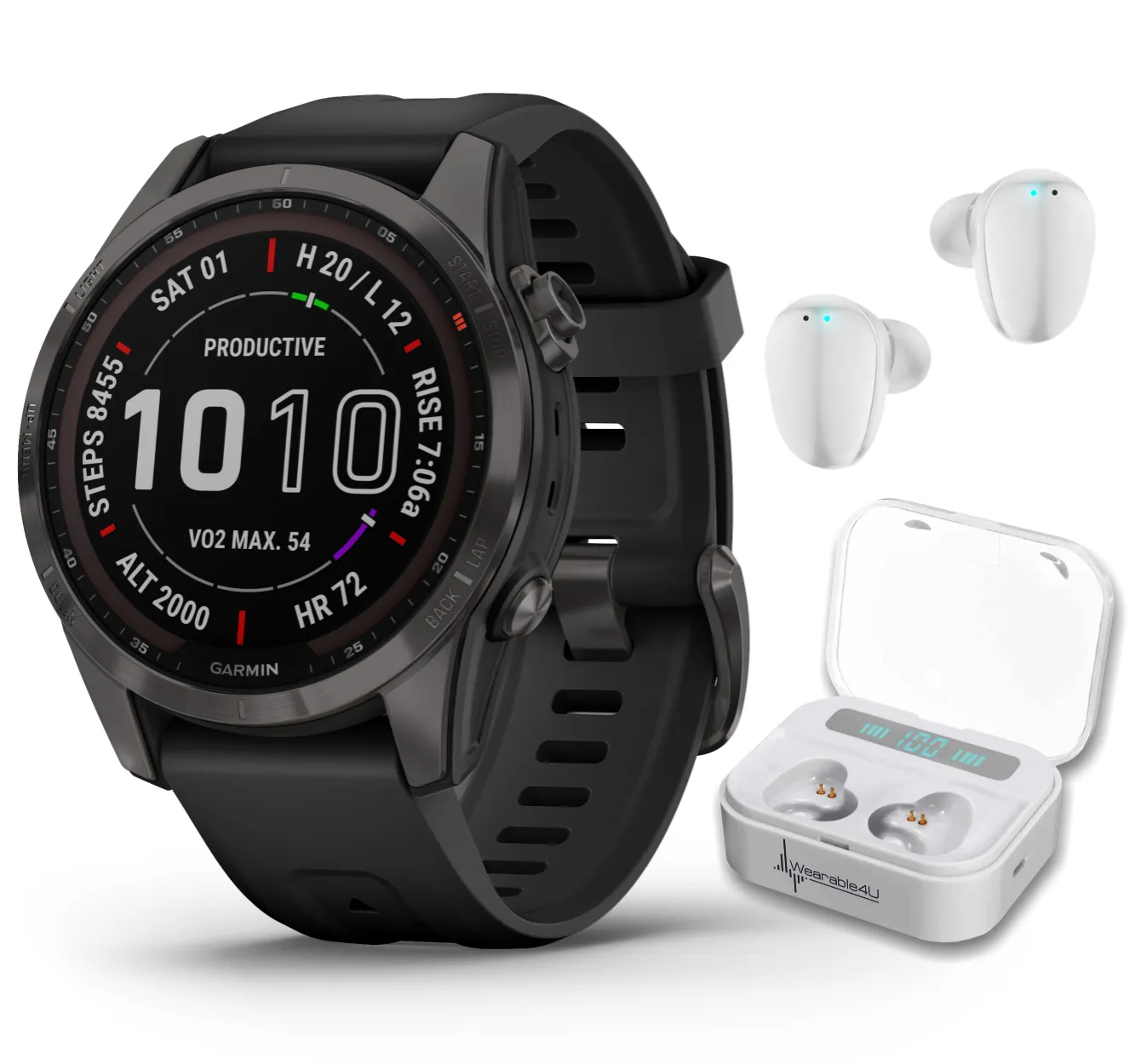 Garmin Fenix 7 Series Multisport GPS Touchscreen Smartwatch with Wearable4U Bundle