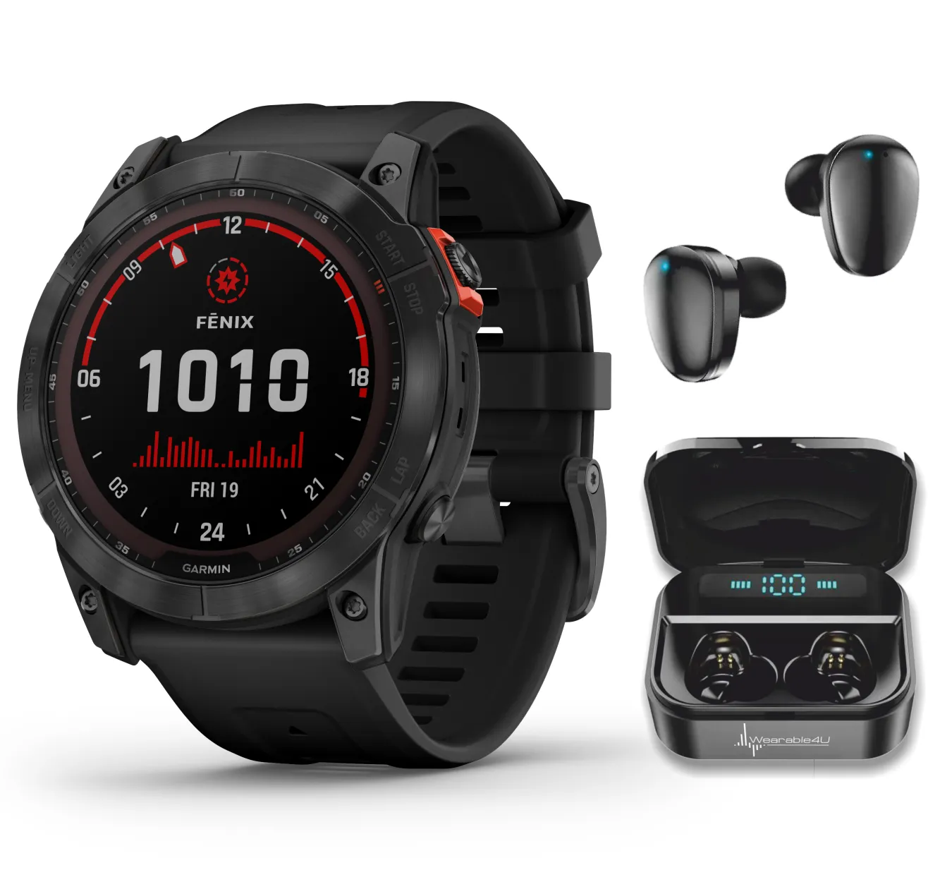 Garmin Fenix 7 Series Multisport GPS Touchscreen Smartwatch with Wearable4U Bundle
