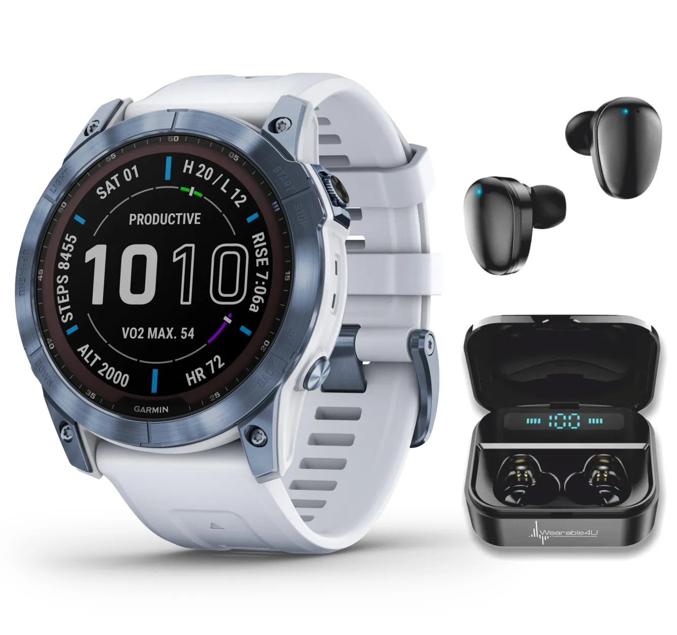 Garmin Fenix 7 Series Multisport GPS Touchscreen Smartwatch with Wearable4U Bundle