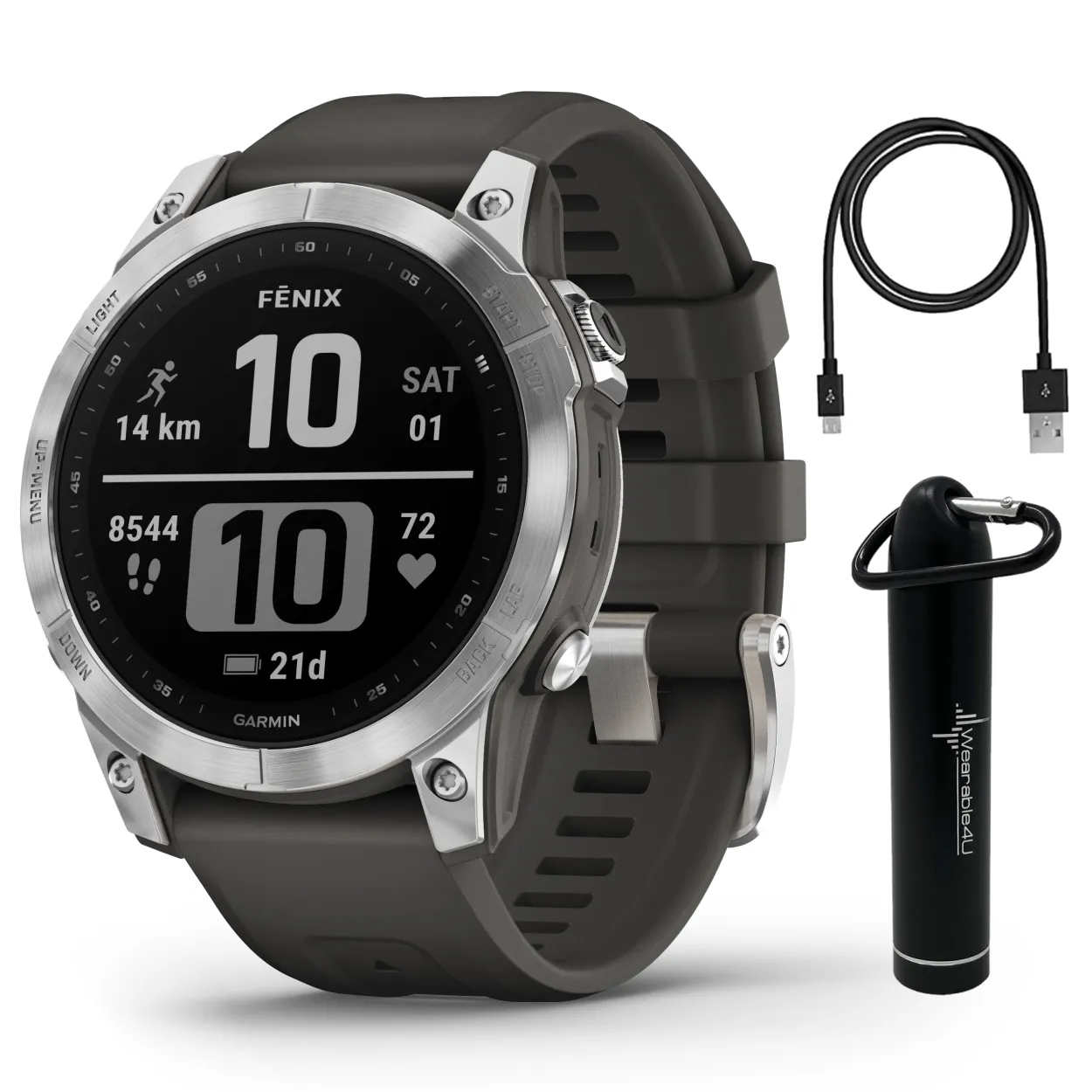 Garmin Fenix 7 Series Multisport GPS Touchscreen Smartwatch with Wearable4U Bundle