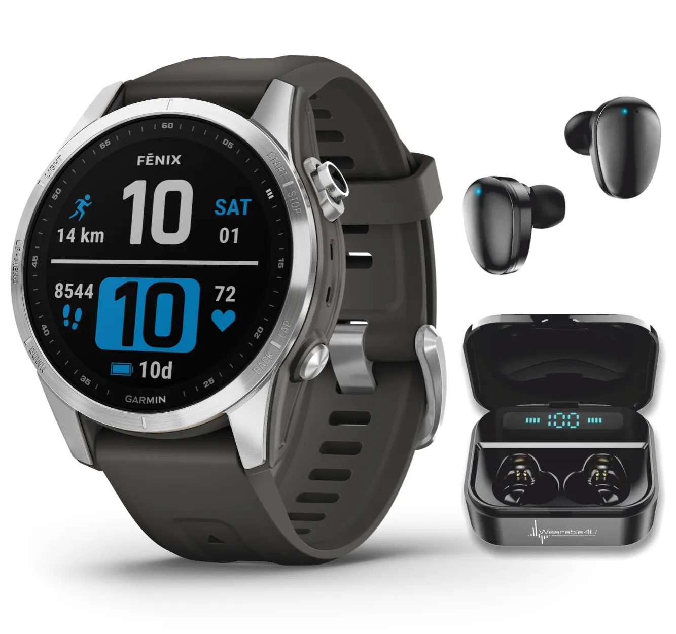 Garmin Fenix 7 Series Multisport GPS Touchscreen Smartwatch with Wearable4U Bundle