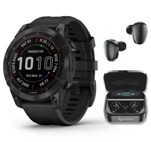 Garmin Fenix 7 Series Multisport GPS Touchscreen Smartwatch with Wearable4U Bundle
