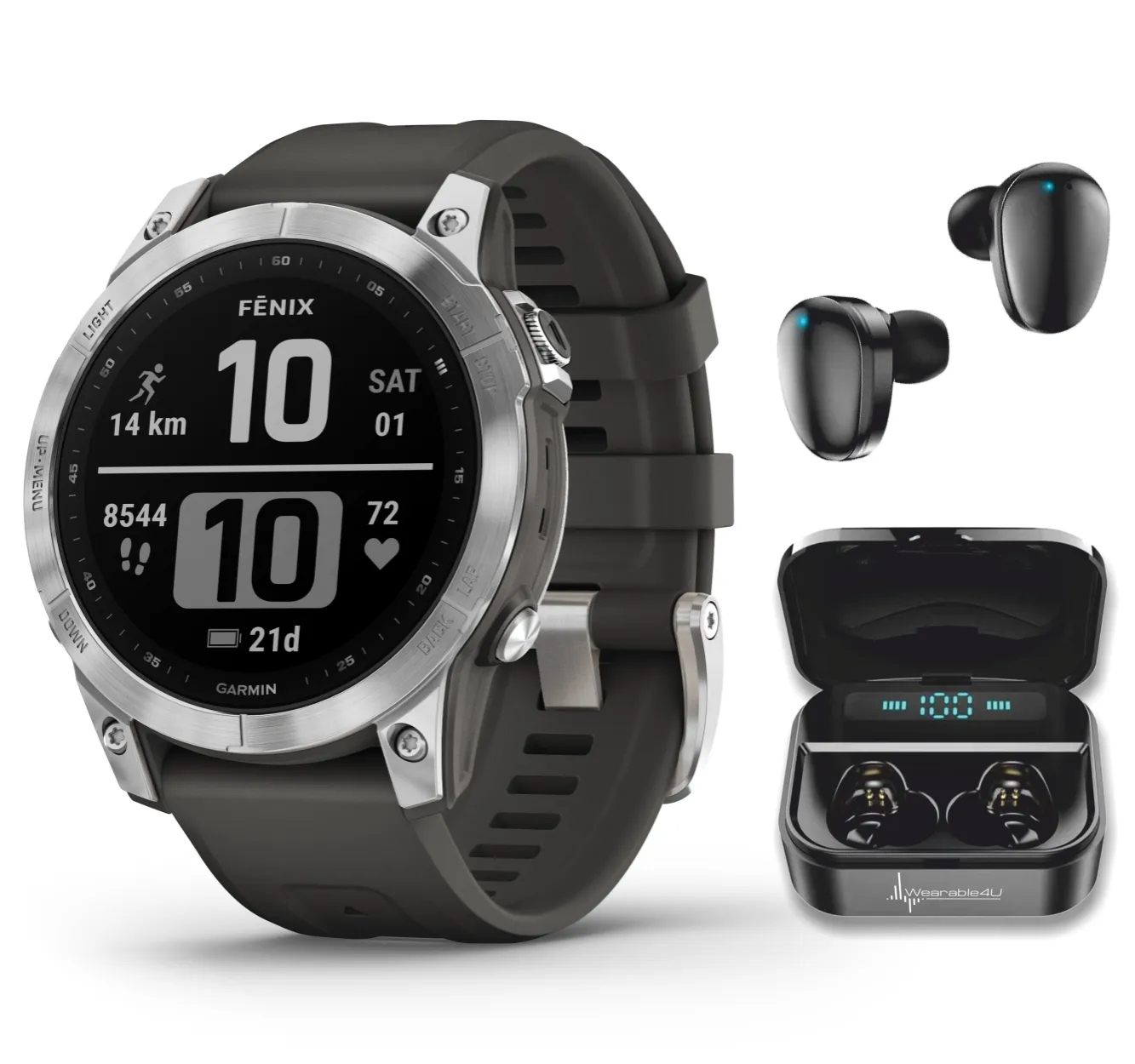 Garmin Fenix 7 Series Multisport GPS Touchscreen Smartwatch with Wearable4U Bundle