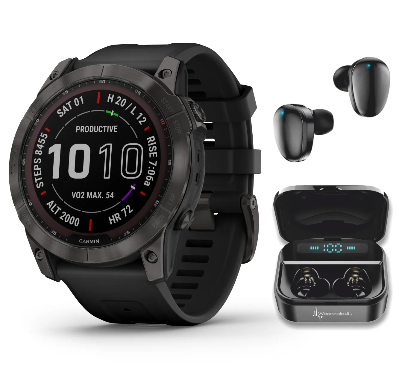 Garmin Fenix 7 Series Multisport GPS Touchscreen Smartwatch with Wearable4U Bundle