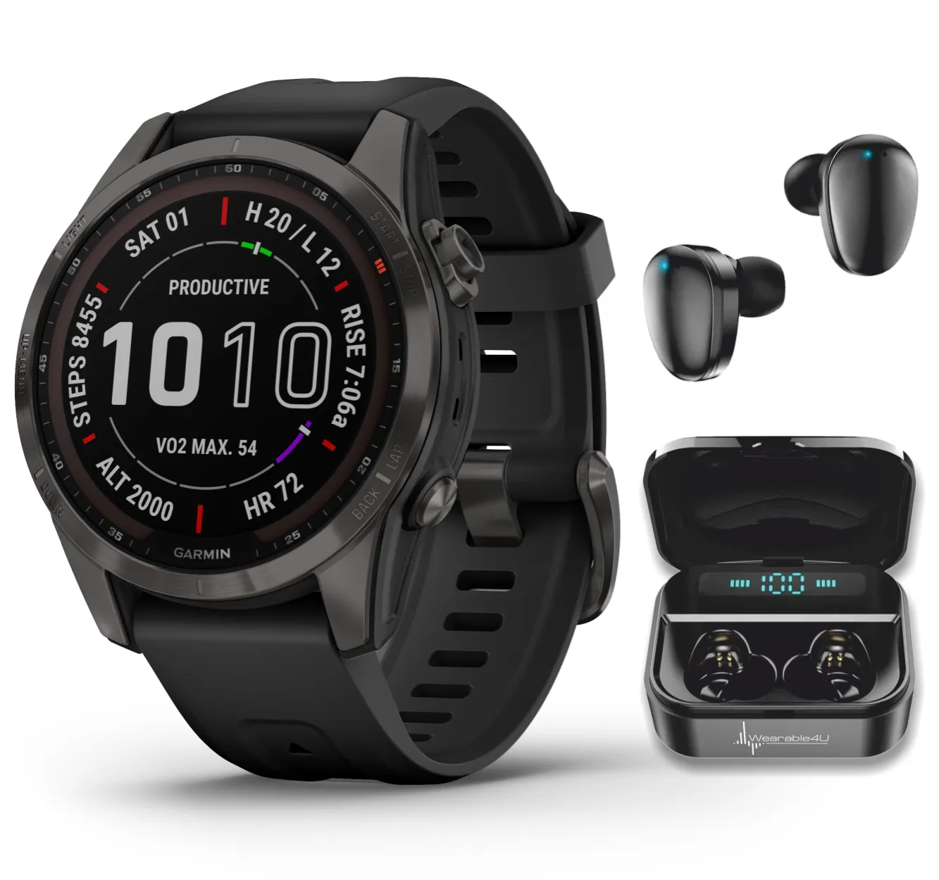 Garmin Fenix 7 Series Multisport GPS Touchscreen Smartwatch with Wearable4U Bundle