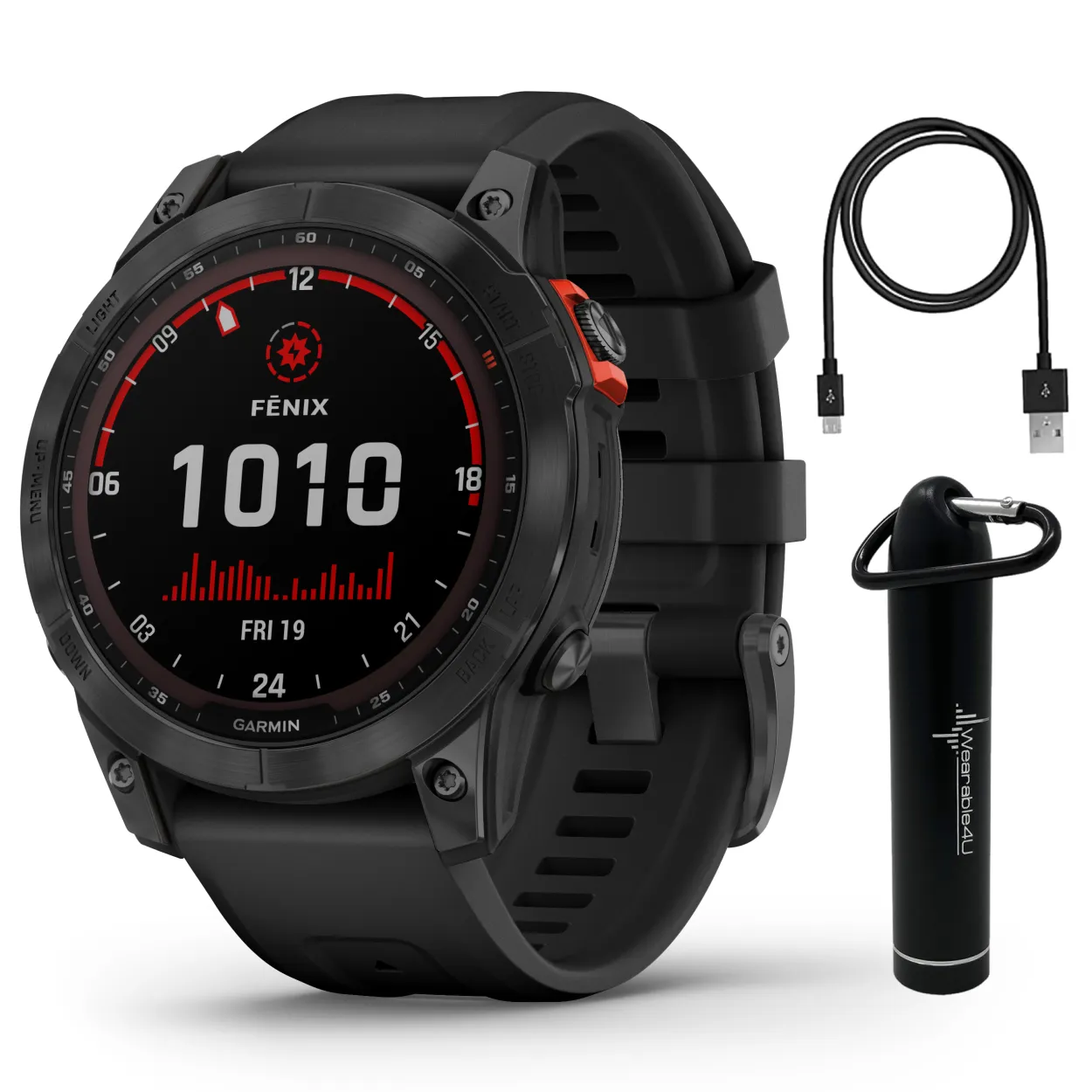 Garmin Fenix 7 Series Multisport GPS Touchscreen Smartwatch with Wearable4U Bundle