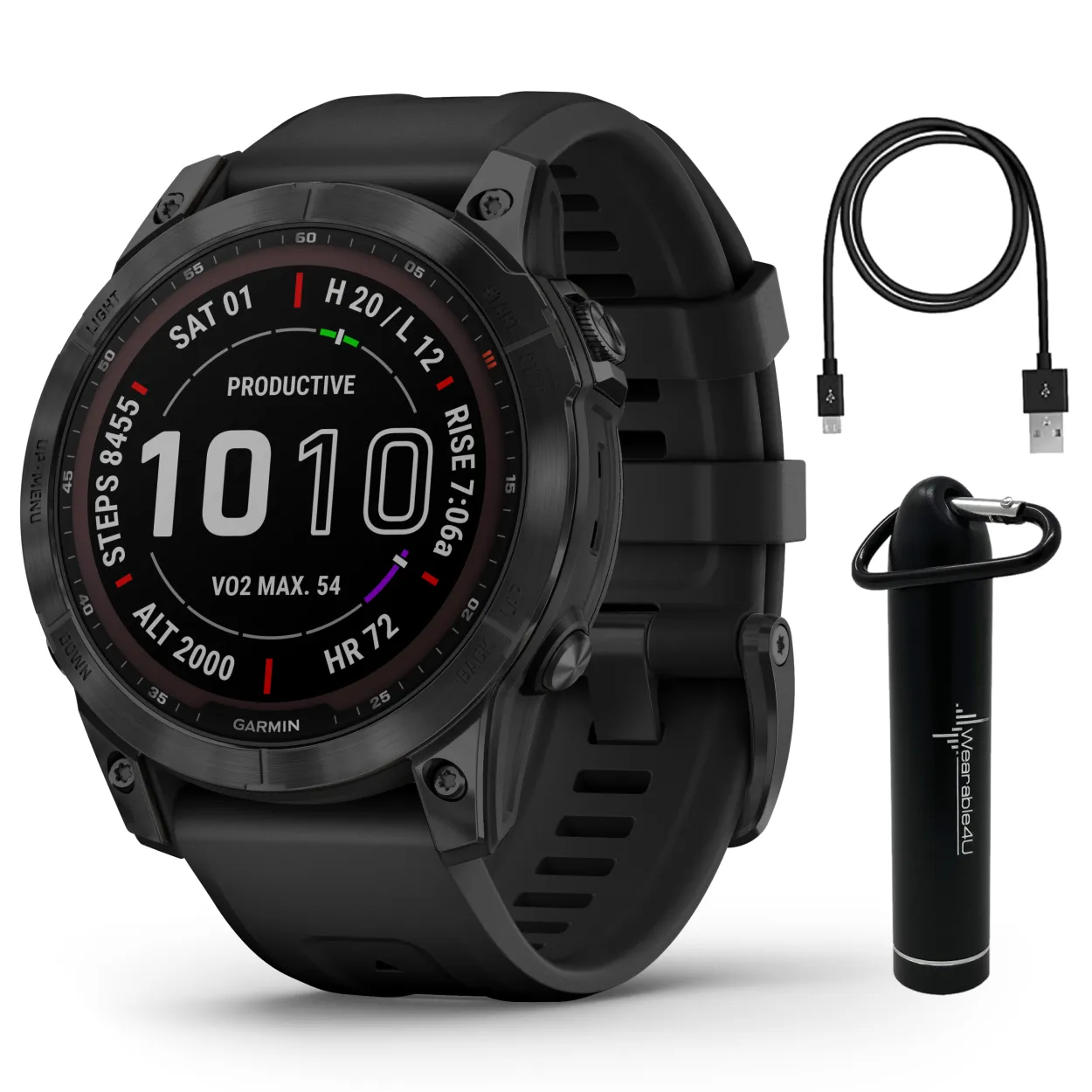 Garmin Fenix 7 Series Multisport GPS Touchscreen Smartwatch with Wearable4U Bundle
