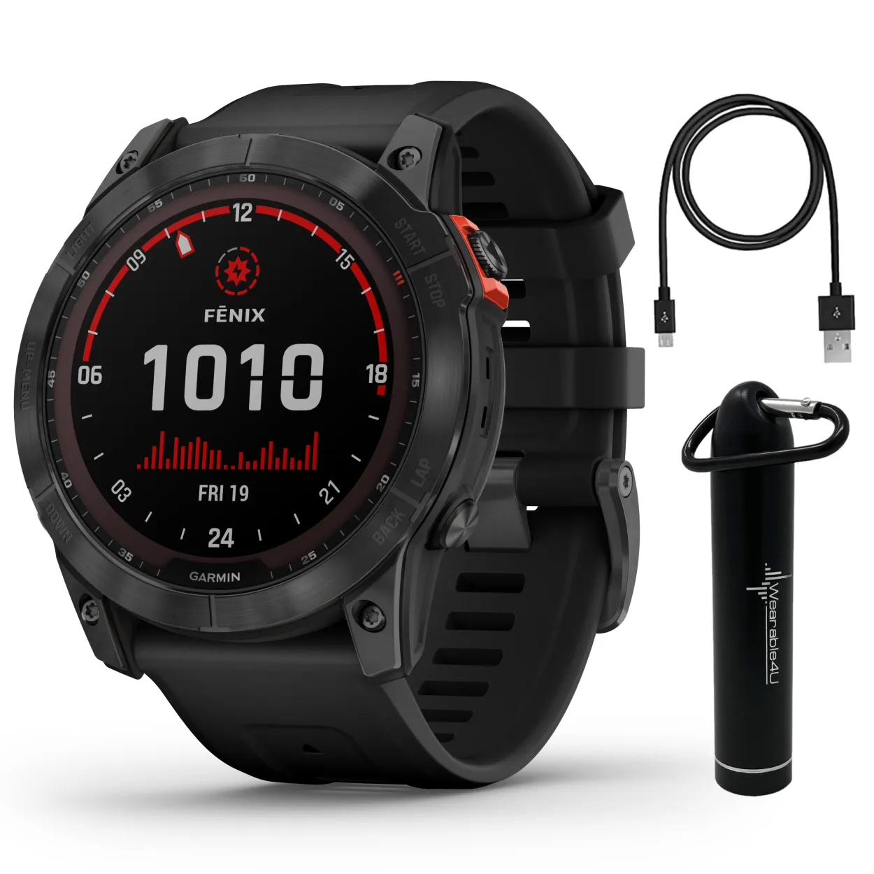 Garmin Fenix 7 Series Multisport GPS Touchscreen Smartwatch with Wearable4U Bundle
