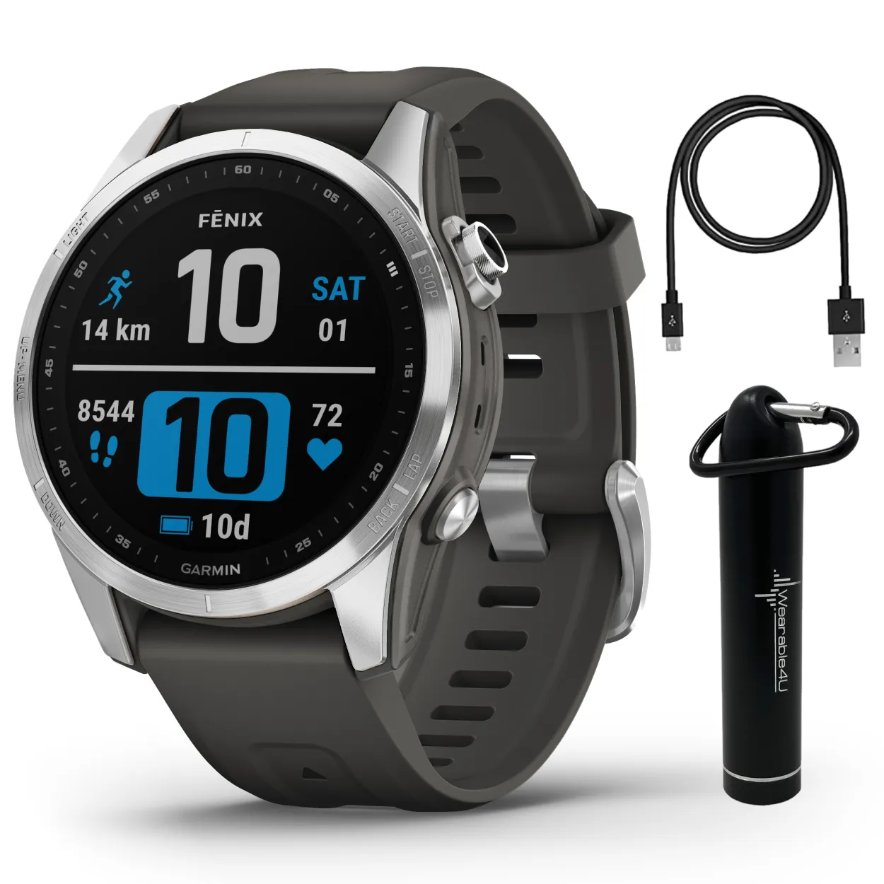 Garmin Fenix 7 Series Multisport GPS Touchscreen Smartwatch with Wearable4U Bundle