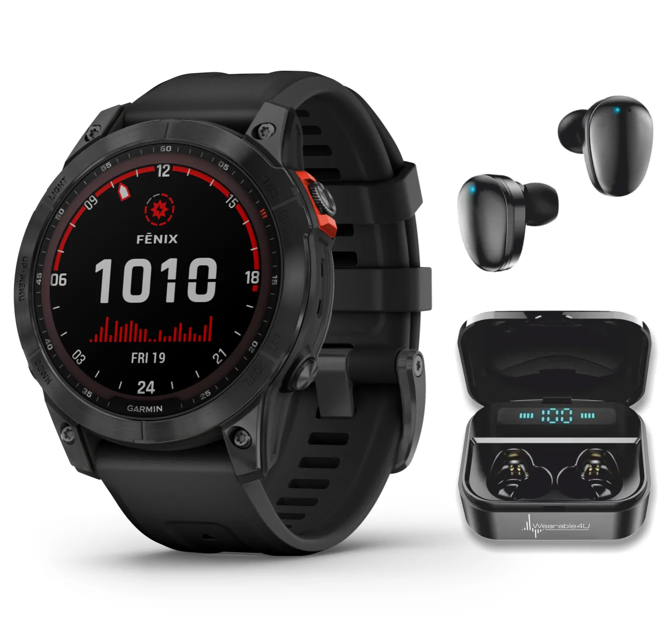 Garmin Fenix 7 Series Multisport GPS Touchscreen Smartwatch with Wearable4U Bundle