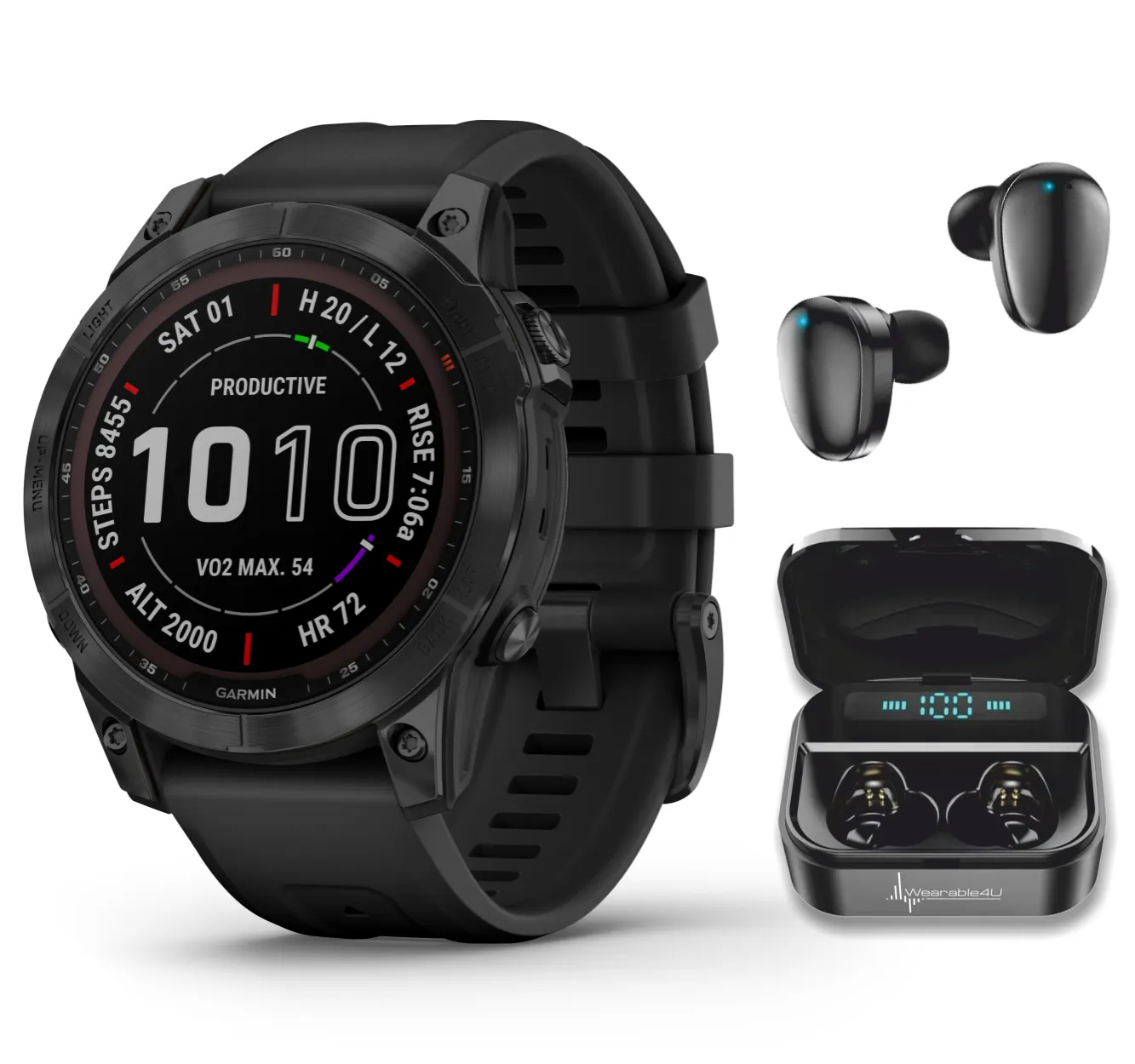 Garmin Fenix 7 Series Multisport GPS Touchscreen Smartwatch with Wearable4U Bundle