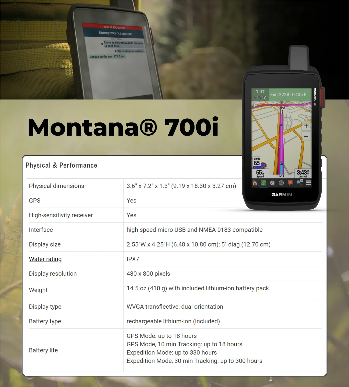 Garmin Montana 700i Rugged GPS Touchscreen Navigator with Included Wearable4U EarBuds