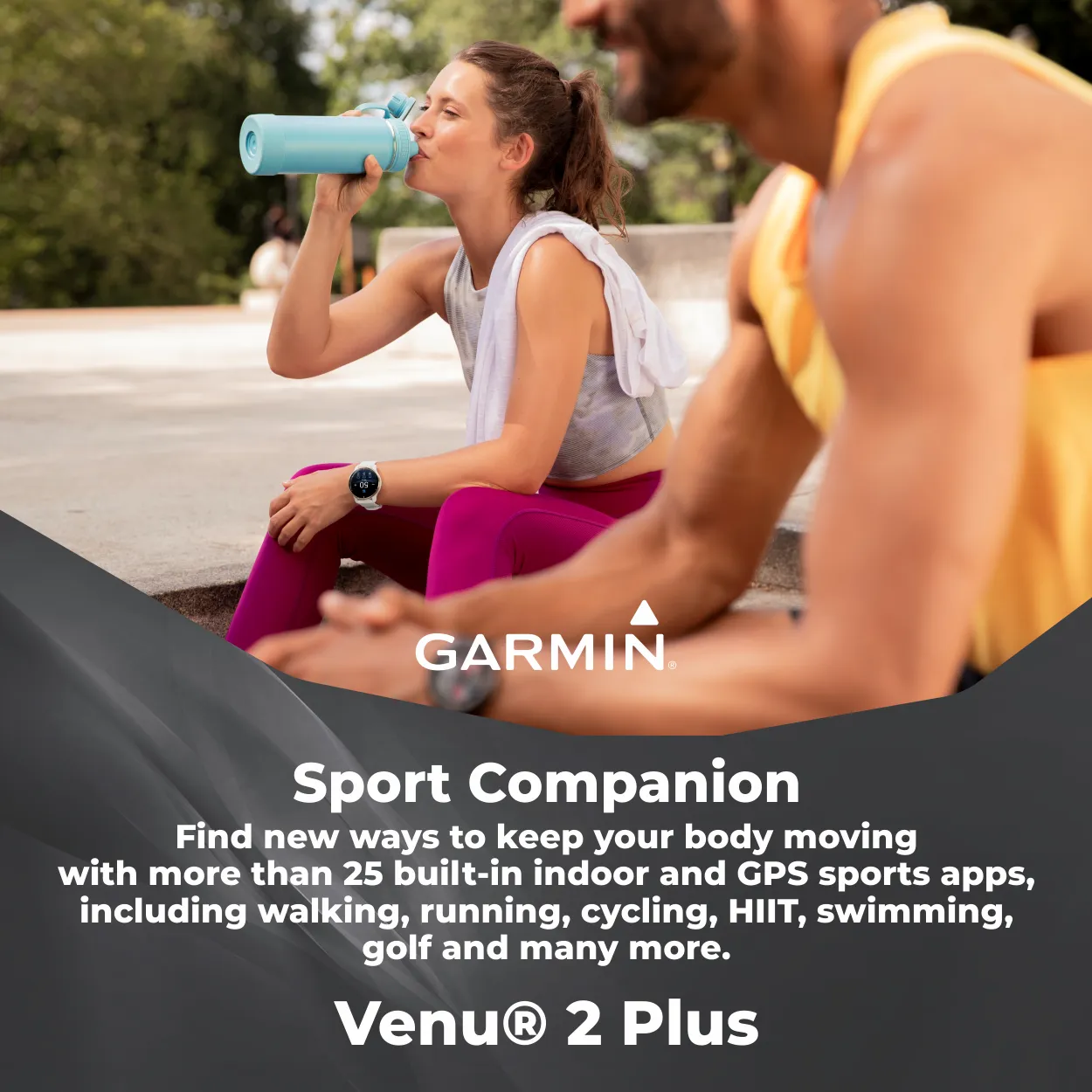 Garmin Venu 2 Plus GPS Multisport Smartwatch with Call and Text, Music, Adv HM FF and Wearable4U EarBuds Bundle
