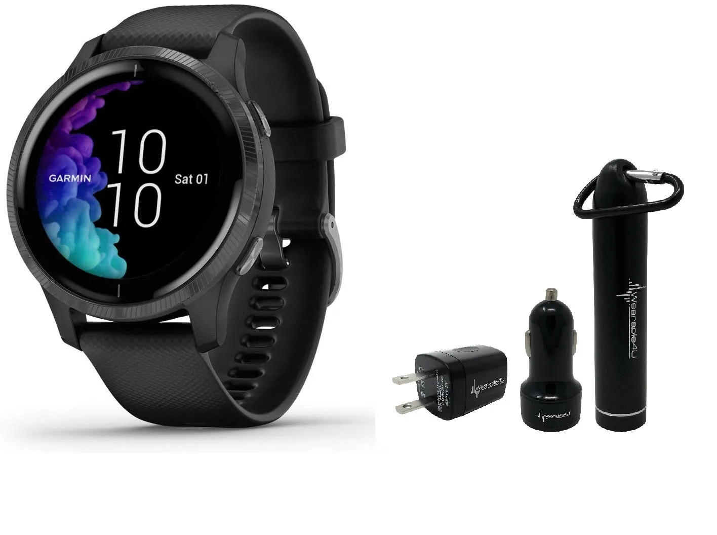 Garmin Venu GPS Smartwatch with AMOLED Display and Wearable4U Power Pack Bundle