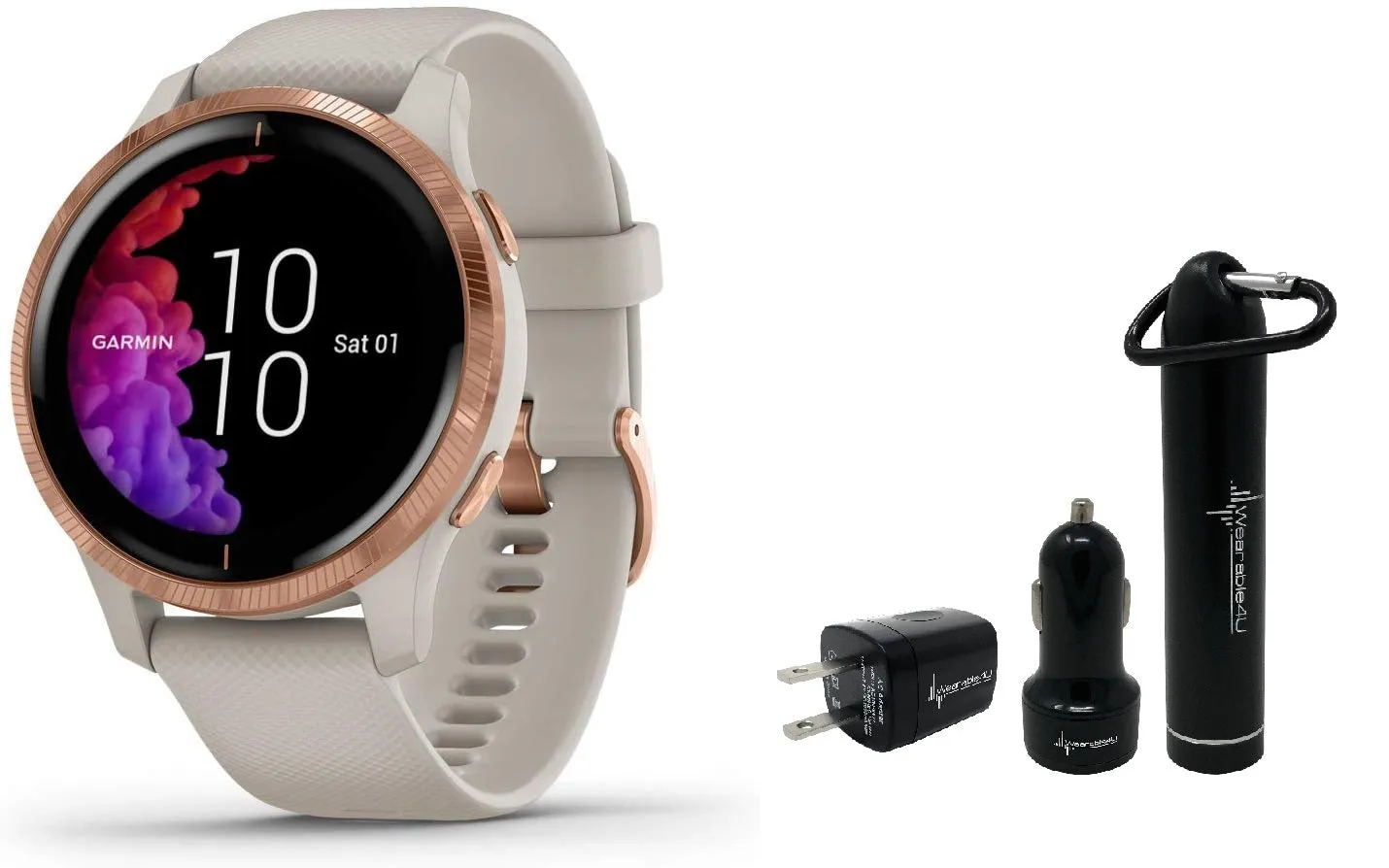Garmin Venu GPS Smartwatch with AMOLED Display and Wearable4U Power Pack Bundle