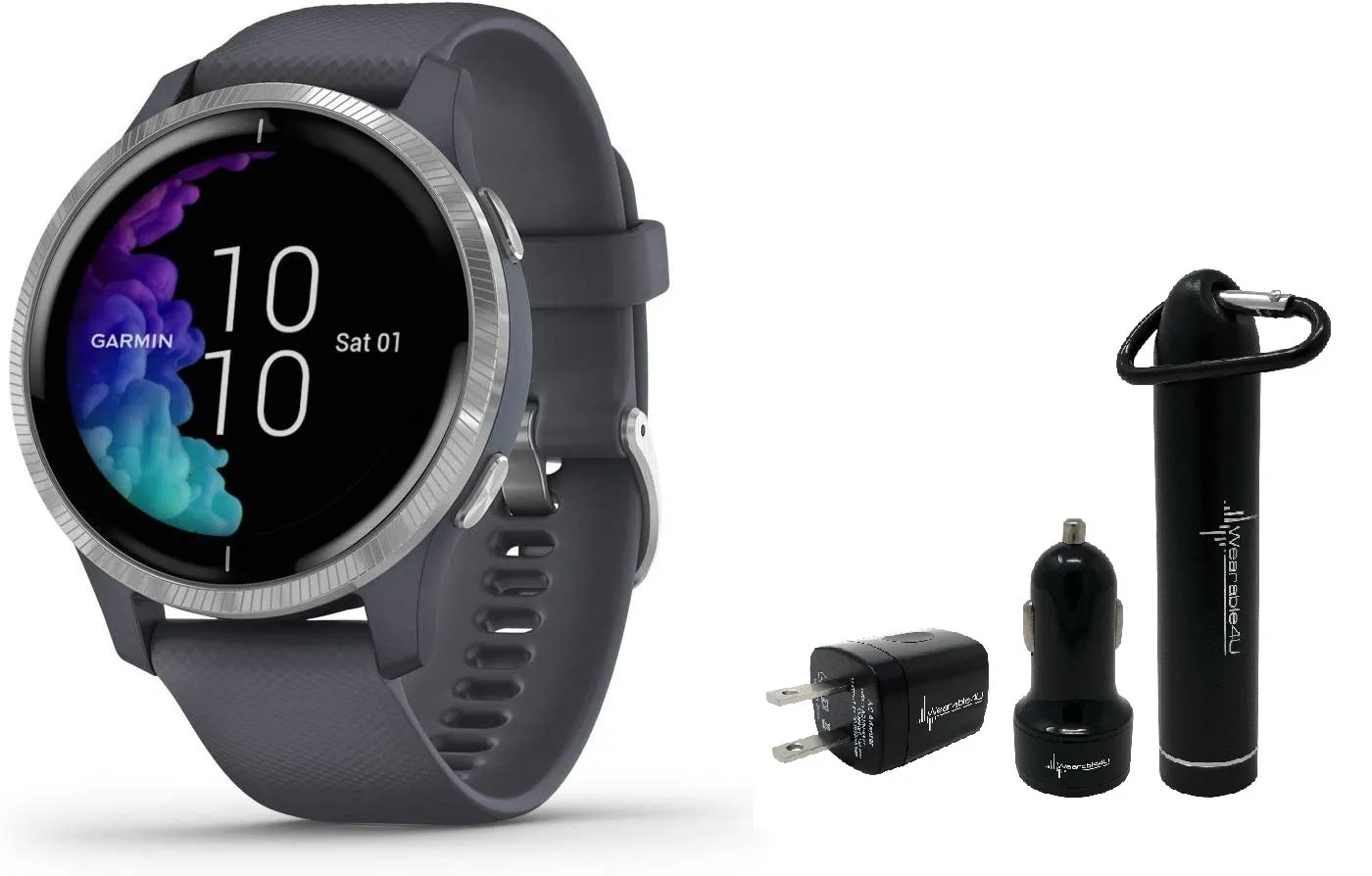 Garmin Venu GPS Smartwatch with AMOLED Display and Wearable4U Power Pack Bundle