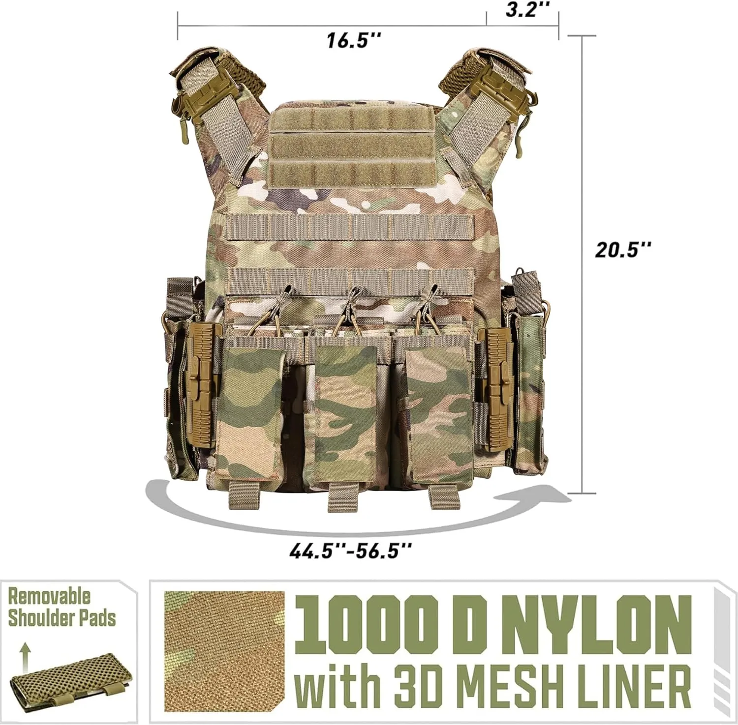 GFIRE Tactical Vest - Airsoft Lightweight Modular 3D Breathable Quick Release Vest, Adjustable Tactical Gear for Training